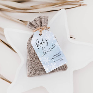 Etiquetas Para Regalos Favor de Baby Shower Azul 'Afuera hace frío, bebé'