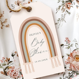 Etiquetas Para Regalos Favor de Baby Shower Boho Arcoíris Tonos Terrosos