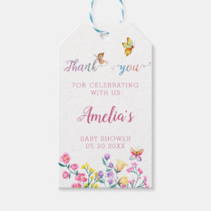 Etiquetas Para Regalos Favor de Baby Shower de Mariposa Floral de Primave
