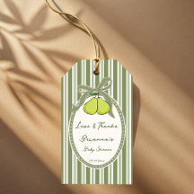 Favor de baby shower de rayas retro verde salvia p