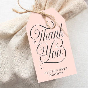 Etiquetas Para Regalos Favor de baby shower elegante con escritura rosa