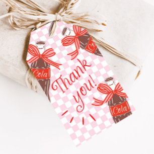 Etiquetas Para Regalos Favor de Baby Shower Retro de Niña con Cuadros Ros