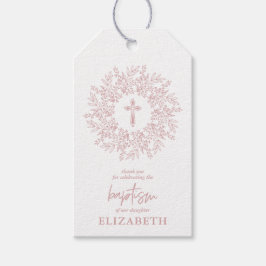 Etiquetas Para Regalos Favor de Bautizo de Niña Cruz Rosa Elegante