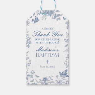 Etiquetas Para Regalos Favor de Bautizo Tela de Jouy Azul
