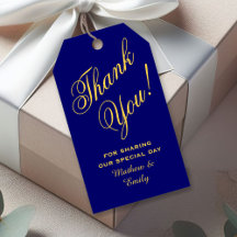 Favor de Boda Agradecimiento Oro Azul Real