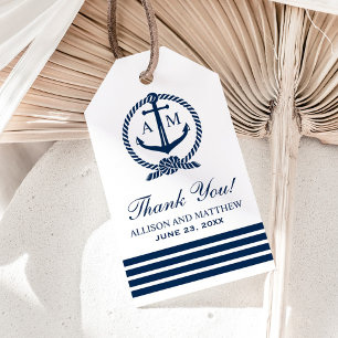 Etiquetas Para Regalos Favor de boda con monograma de ancla de la Marina