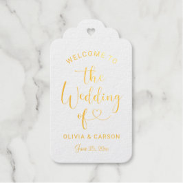 Etiquetas Para Regalos Favor de boda con monograma de letra script corazó