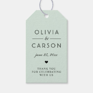 Etiquetas Para Regalos Favor de boda con monograma verde menta elegante