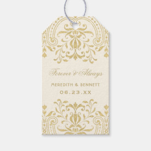 Etiquetas Para Regalos Favor de boda de glamour vintage dorado marfil