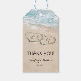 Etiquetas Para Regalos Favor de Boda de Playa Vintage Tropical Corazón Co
