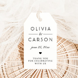 Etiquetas Para Regalos Favor de Boda Elegante Monograma Negro Blanco