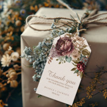Favor de boda floral acuarela marfil borgoña