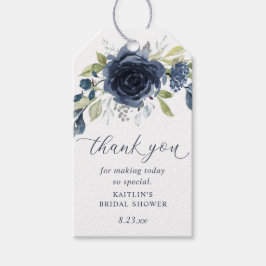 Etiquetas Para Regalos Favor de boda floral botánico azul marino para la 