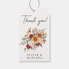 Etiquetas Para Regalos Favor de boda Floral Otoño Marrón sobre Blanco