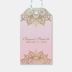 Etiquetas Para Regalos Favor de Boda Moderno Rosa Durazno Mandala Dorado
