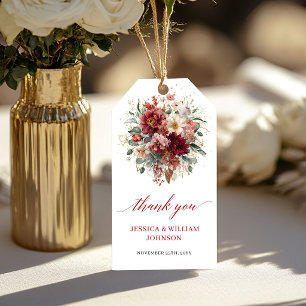 Etiquetas Para Regalos Favor de boda otoño eucalipto dorado borgoña flora