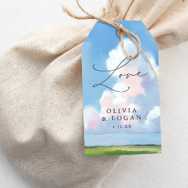 Etiquetas Para Regalos Favor de Boda Paisaje Pintado Cielo Azul Nube