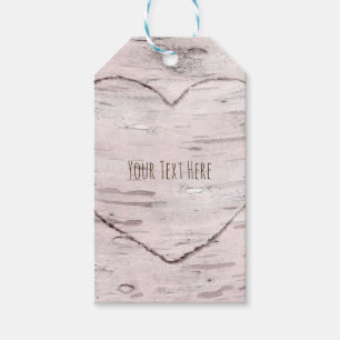 Etiquetas Para Regalos Favor de boda rústico de árbol de abedul y corazón