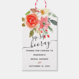 Etiquetas Para Regalos Favor de Brindis Floral Sip Sip Hooray para Desped