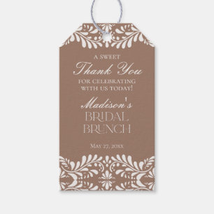 Etiquetas Para Regalos Favor de Brunch Nupcial Mocha Brown Talavera Fiest