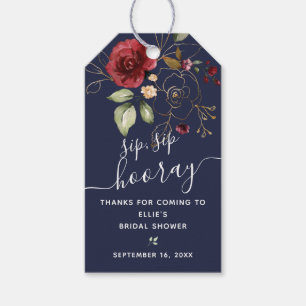 Etiquetas Para Regalos Favor de Burgundy Floral Sip Sip Hooray para Despe