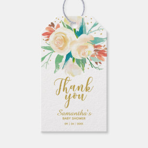 Etiquetas Para Regalos Favor de Caligrafía Floral Brillante Dorado de Agr