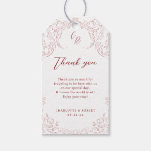 Etiquetas Para Regalos Favor de casamiento con monograma rosa con sabor a
