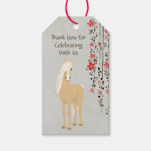 Etiquetas Para Regalos Favor de cumpleaños de caballo floral pony Palomin