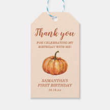 Favor de cumpleaños de calabaza de otoño