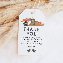 Etiquetas Para Regalos Favor de Cumpleaños de Camión Monstruo Rojo BRODI