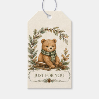 Etiquetas Para Regalos Favor de cumpleaños del oso del bosque acogedor