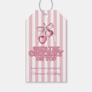 Etiquetas Para Regalos Favor de cumpleaños número uno para niñas Cherry F