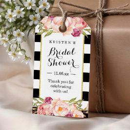 Etiquetas Para Regalos Favor de Decoración Floral de Rayas Modernas para 