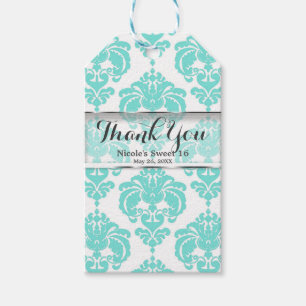 Etiquetas Para Regalos Favor de Evento de Boda Vintage con Damasco Verde