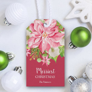 Etiquetas Para Regalos Favor de feriado de Navidades florales de Poinsett