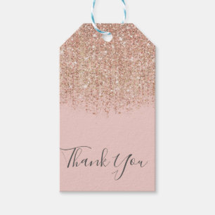 Etiquetas Para Regalos Favor de fiesta bronce dorado glitter glam rosa ta