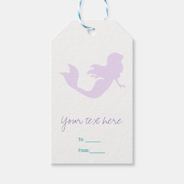 Etiquetas Para Regalos Favor de fiesta de cumpleaños Purpura Sirena Playa (Anverso)