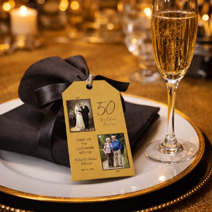 Etiquetas Para Regalos Favor de Foto del 50 Aniversario Dorado Entonces y