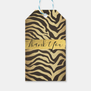 Etiquetas Para Regalos Favor de Impresión de Animal Piel de Cebra Dorada