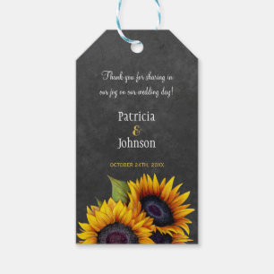 Etiquetas Para Regalos Favor de la boda en pizarra de girasoles rusos