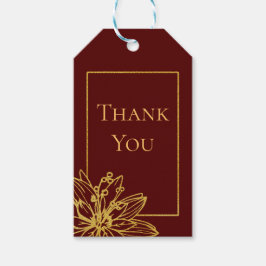 Etiquetas Para Regalos Favor de la boda floral roja y de oro