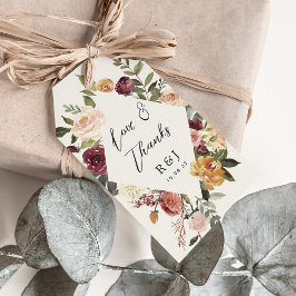 Etiquetas Para Regalos Favor de matrimonio floral de color acuático con f