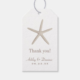 Etiquetas Para Regalos Favor de Monograma de Estrella de Mar Beige de Agr