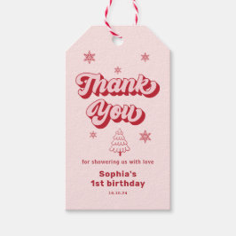 Etiquetas Para Regalos Favor de Navidad de cumpleaños rosa rojo de agrade