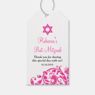 Etiquetas Para Regalos Favor elegante de Mitzvah del palo del Flourish de