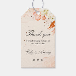 Etiquetas Para Regalos Favor Floral Celeste de Melocotón Naranja 