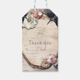 Etiquetas Para Regalos Favor Floral de Abedul Blanco Rústico y Colibrí