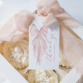 Etiquetas Para Regalos Favor Minimalista de Baby Shower Bow rosa