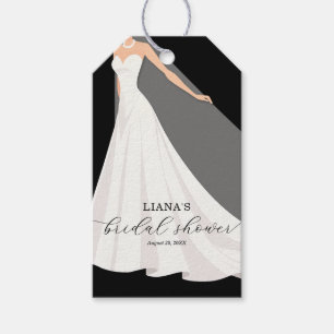Etiquetas Para Regalos Favor negro para la ducha de la boda de vestido de