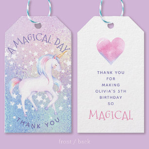 Etiquetas Para Regalos Favor personalizado del Purpurinoso de unicornio a